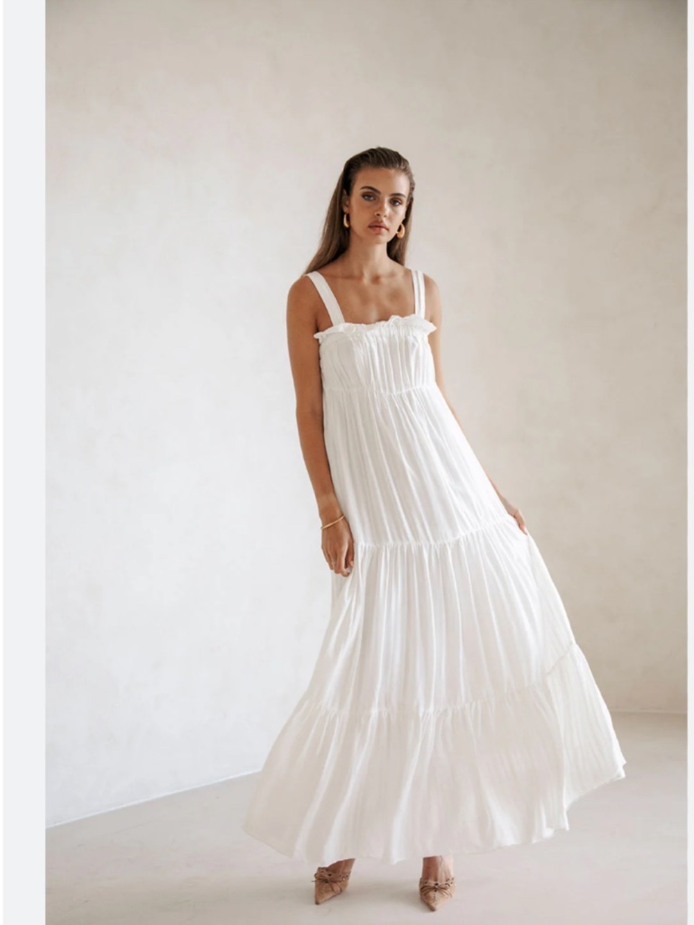 Sabo Keisha Babyboll White Maxi Dress Size 4